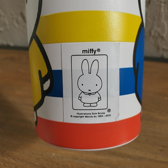 Miffy Stainless Steel Insulated Tumbler Straw Rainbow Stripes 16 oz Kawaii Bunny - Picture 6 of 8